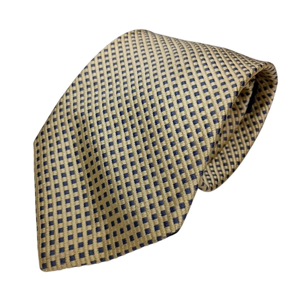 Brooks Brothers Makers 100% Silk USA Made Neck Tie Yellow Blue 3.75"‎ x 59"